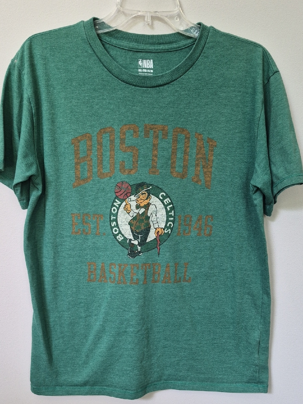NBA Boston Celtics Womens 2X Heather Green Team Logo Tee Green Teamers Vintage